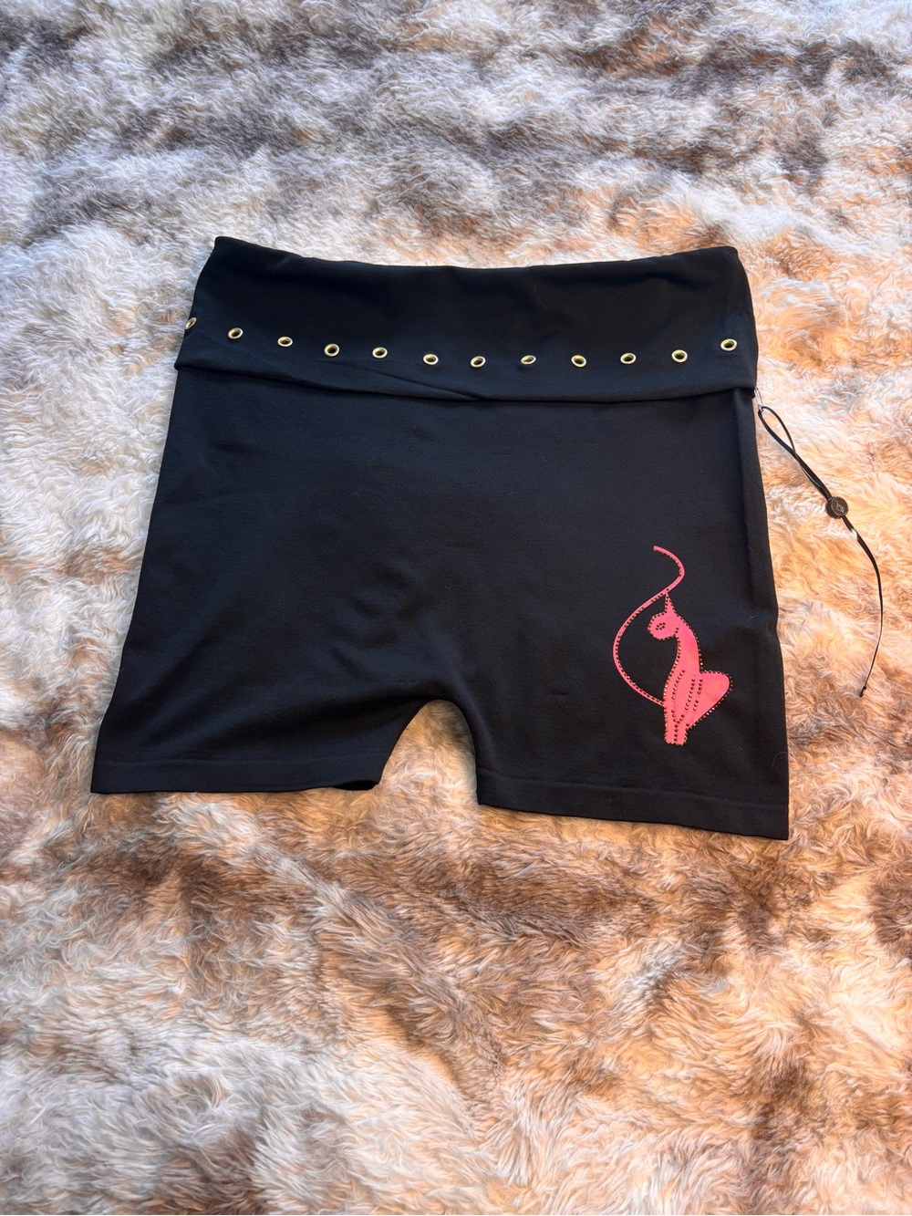 Baby Phat Black Fold-Over Bike Shorts with Pink Logo